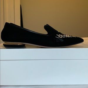 Black Velvet Loafers with metallic beading (36.5)